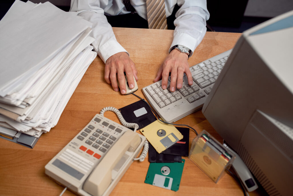 man with keyword and work load